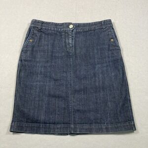 J. Crew Straight Dark Wash Denim Pencil Skirt Women's Size M (31W) Back Slit